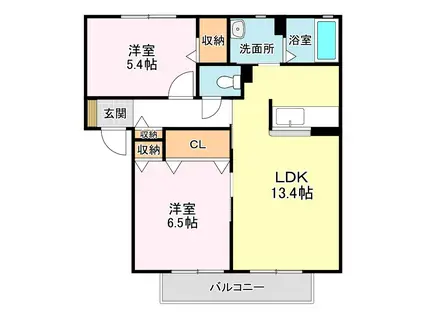 リーブス栗東II(2LDK/2階)の間取り写真