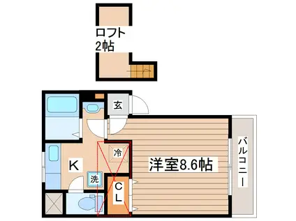 ロイヤルパーク萩ヶ丘(1K/1階)の間取り写真