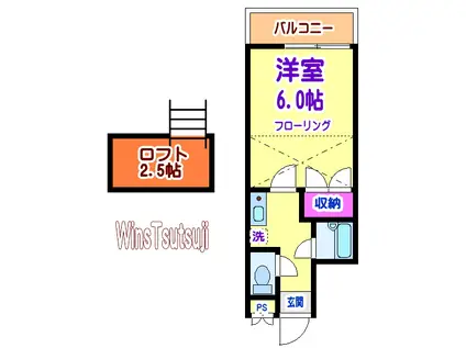 つつじヶ丘ホームズ(1K/1階)の間取り写真