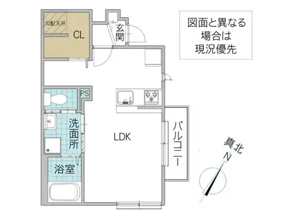 レーガベーネ袴塚(ワンルーム/1階)の間取り写真