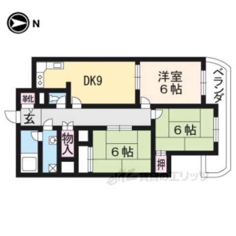 アクシス葛野(3LDK/1階)の間取り写真