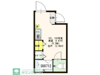ハーモニーテラス方南町(ワンルーム/1階)の間取り写真
