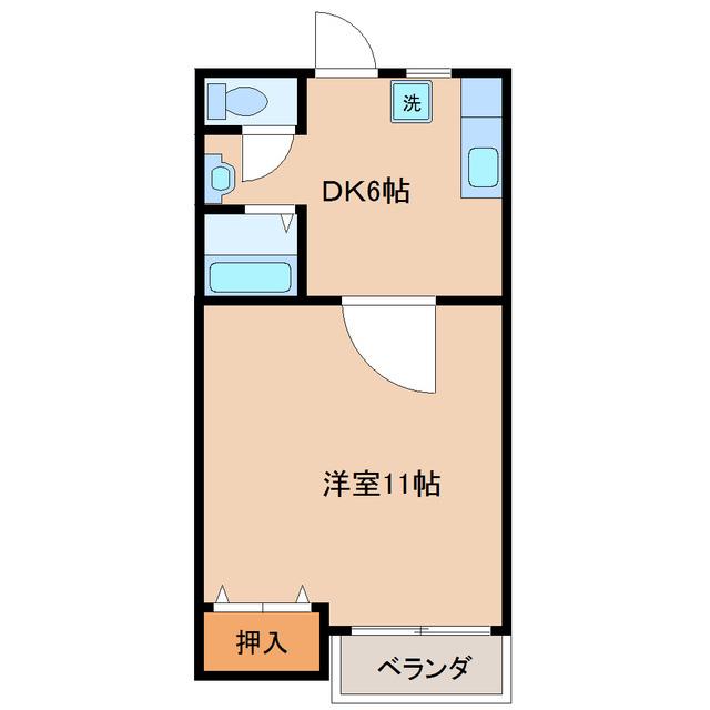 ＪＲ高山本線 婦中鵜坂駅 徒歩22分 2階建 築30年(1DK/2階)の間取り写真