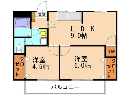 高原ビル(2LDK/3階)の間取り写真