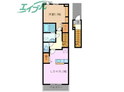 GARDEN日永西I(1LDK/2階)の間取り写真