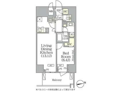 ザ・パークハビオ神楽坂レジデンスサウス(1LDK/10階)の間取り写真