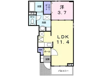 メゾンF-II(1LDK/1階)の間取り写真