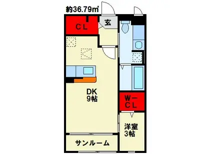 CLAIR N(1LDK/1階)の間取り写真