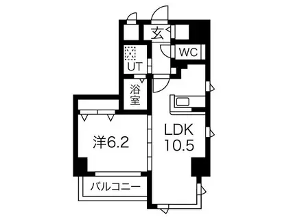 フォートイースト筒井(1LDK/6階)の間取り写真