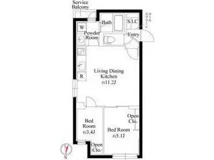 CASAFIORE南千住(2LDK/4階)の間取り写真