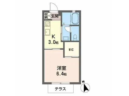 シャーメゾンユタニA棟(1K/1階)の間取り写真