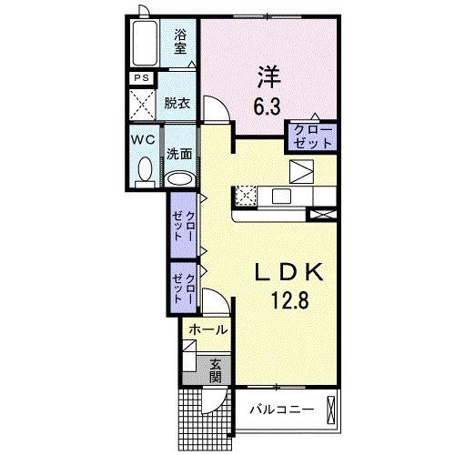 シャルマン壱番館(1LDK/1階)の間取り写真