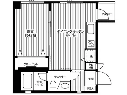 コスモコア(1DK/3階)の間取り写真