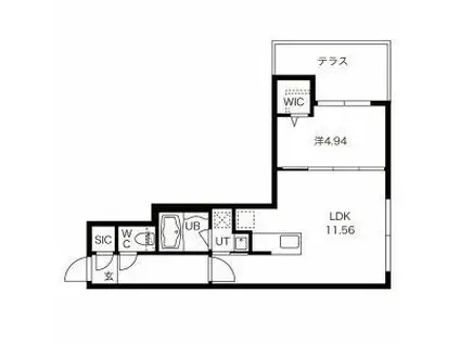 ORANGERIE612(1LDK/1階)の間取り写真