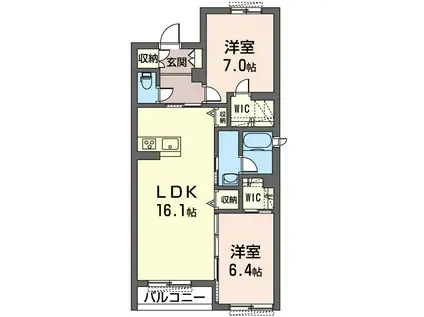 ソレイユ湘南J(2LDK/1階)の間取り写真