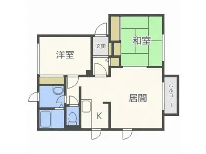 オークヒルコートA(2LDK/1階)の間取り写真