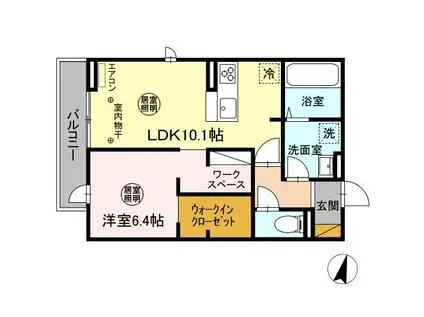 スリジエ水戸(1LDK/2階)の間取り写真