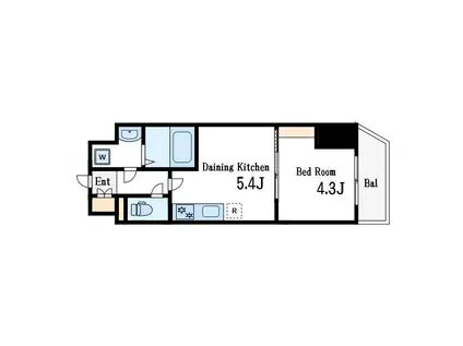 ファミルート船堀(1DK/11階)の間取り写真