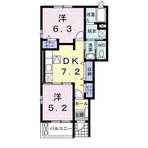 エスグランツ(2DK/1階)の間取り写真