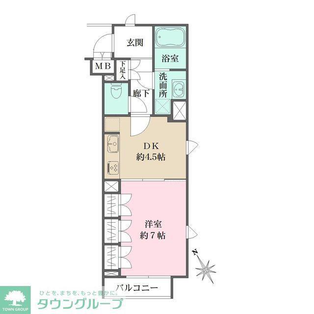 ベルフェリーク西小山(1DK/3階)の間取り写真
