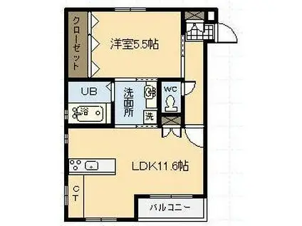 ALTE MEISTER 鶴島(1LDK/1階)の間取り写真