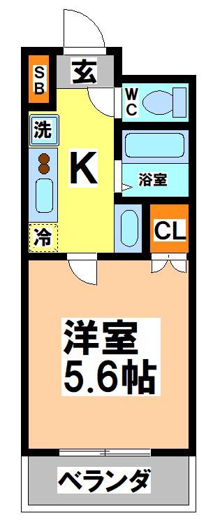 ゼルコバハイツ(1K/1階)の間取り写真