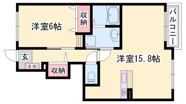 クール・ヴィヴァーチェ B棟(1LDK/1階)の間取り写真