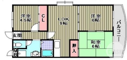 アミール西野(3LDK/2階)の間取り写真