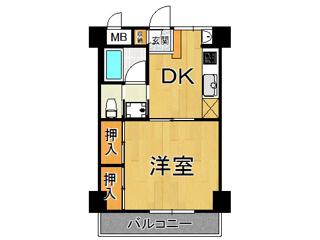 メゾンイン宝塚(1DK/2階)の間取り写真
