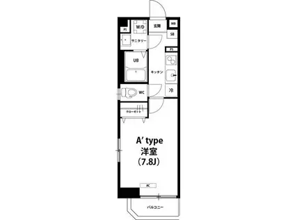 リブリ・シティゴールド森下(1K/4階)の間取り写真