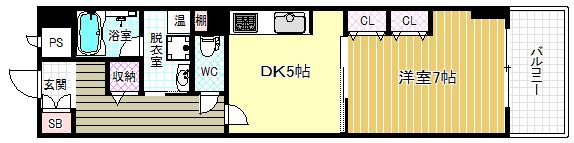 天満リバーサイドプラザ(1DK/6階)の間取り写真