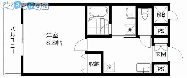 コンコース東堀(1K/5階)の間取り写真