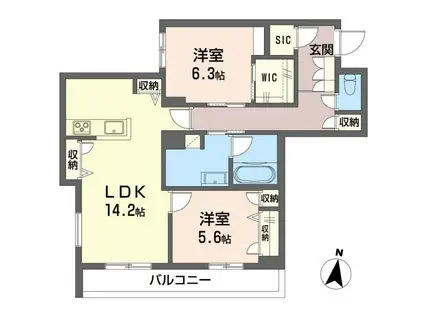 リッツ・リン(2LDK/3階)の間取り写真