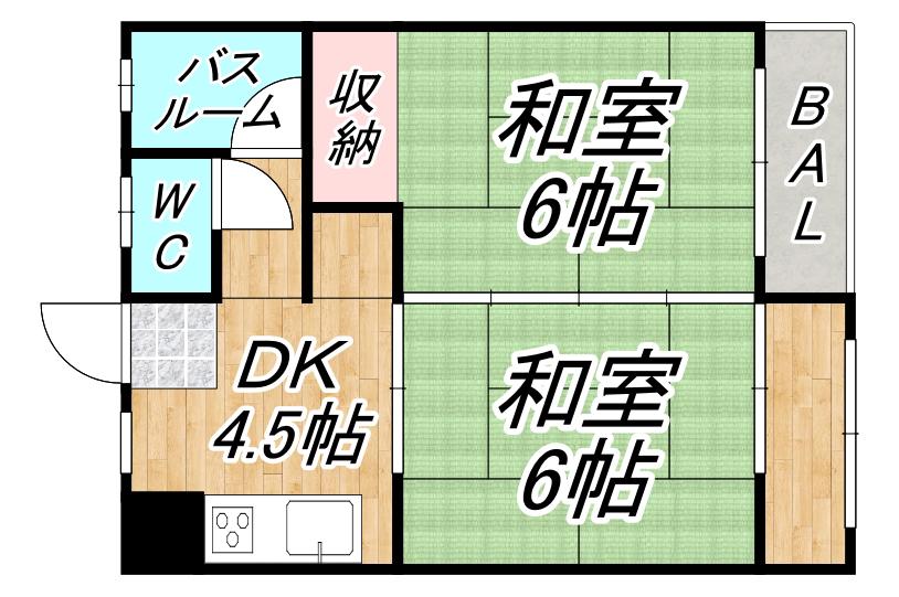 フジビル(2DK/2階)の間取り写真