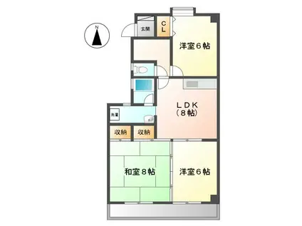 ラ・フォーレ杁ヶ池(3DK/3階)の間取り写真