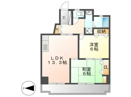 ヤマコ第2ビル(2LDK/7階)の間取り写真