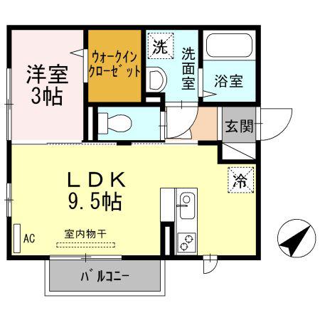 シェノワめふ(1LDK/2階)の間取り写真