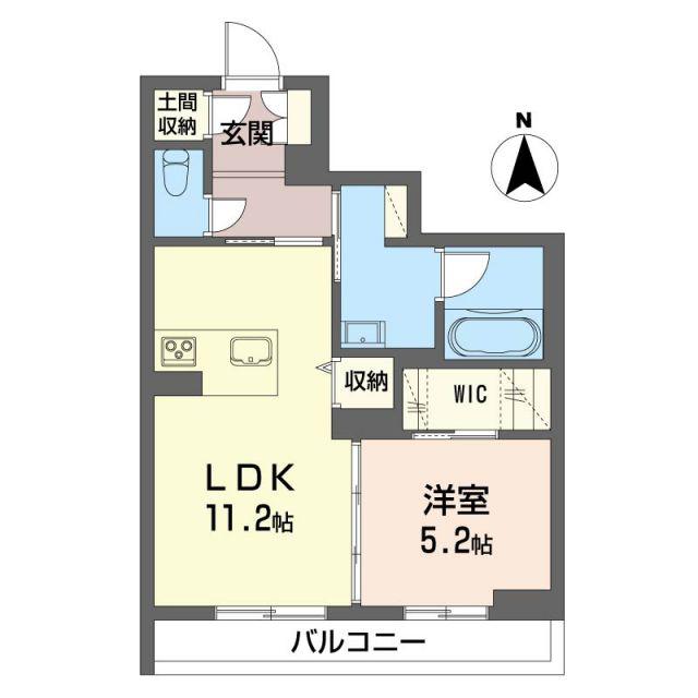 アンビシャス(1LDK/2階)の間取り写真