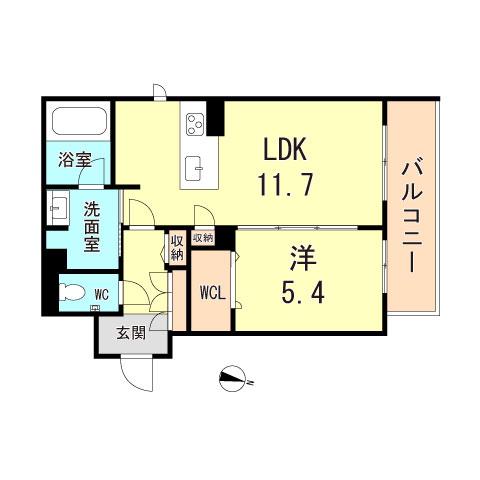 GRANDE御影中町(1LDK/2階)の間取り写真