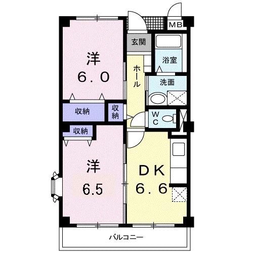 ポポラーレ(2DK/3階)の間取り写真