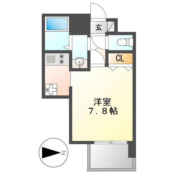 リエス鶴舞 イースト TOWER(1K/8階)の間取り写真
