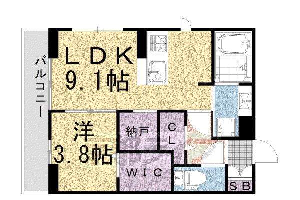 マルベリー瓜生II(1LDK/1階)の間取り写真
