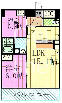 LUXENAPAWS南行徳(2LDK/6階)の間取り写真