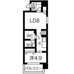 ヴァリエ東別院(1LDK/7階)の間取り写真