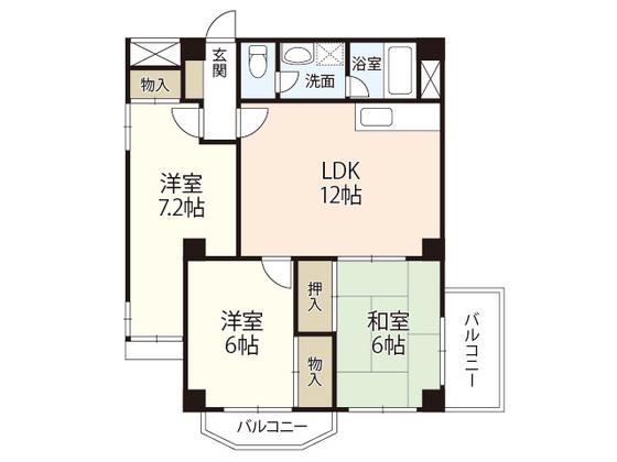 第2古江グリーンハイツ(3LDK/3階)の間取り写真