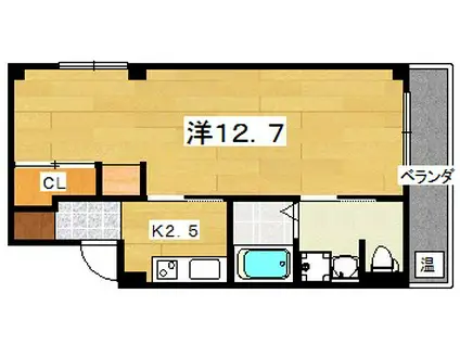 MS COURT(1K/1階)の間取り写真