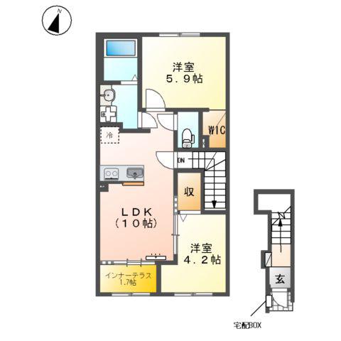 ORIENTAL COURT(2LDK/2階)の間取り写真