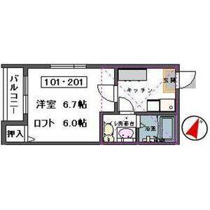 エンルート東仙台(1K/1階)の間取り写真