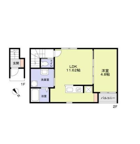 スールソレイユうずら野(1LDK/2階)の間取り写真