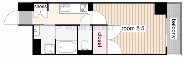 STUDIO KANAREBASHI(1K/12階)の間取り写真